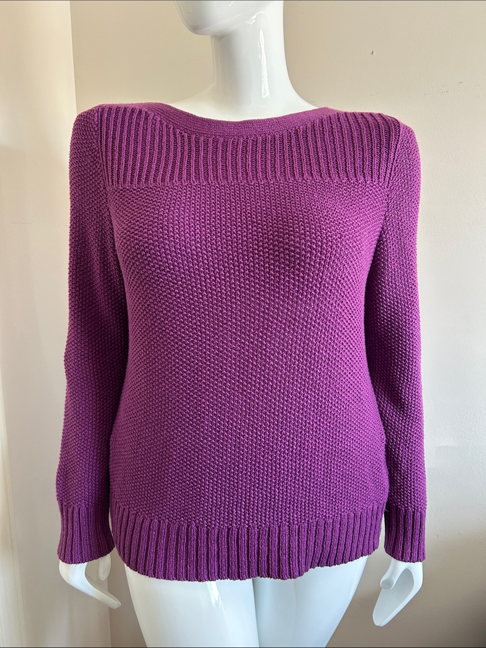 Northern Reflections Purple Scoop Neck Knit Sweater, Size XL